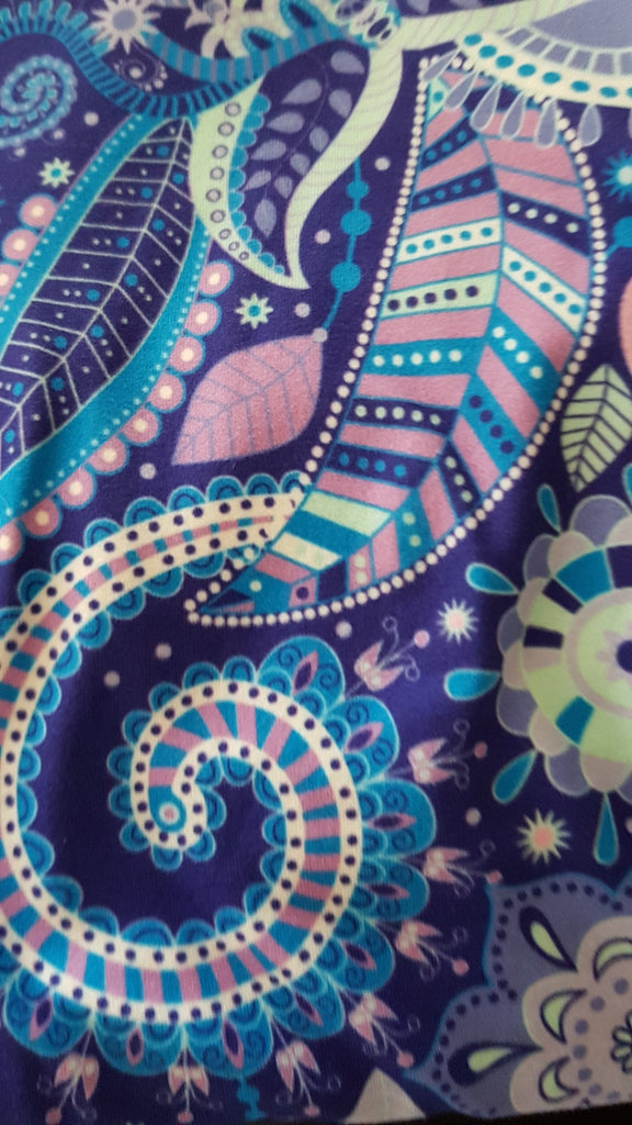 Love Nelli Buttery Soft Leggings With Purple & Blue Paisley