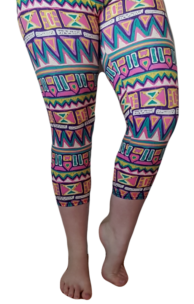 Love Nelli Buttery Soft Capri Leggings With Colourful Aztec Pattern