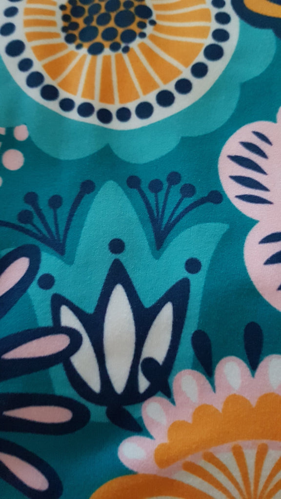 Love Nelli Buttery Soft Leggings Teal with Assorted Flowers
