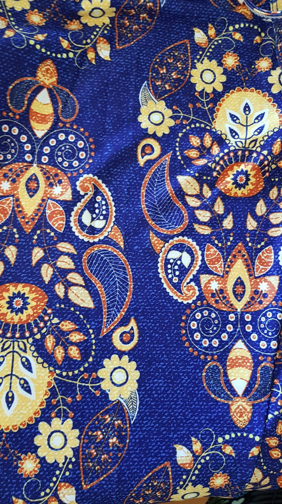 Love Nelli Buttery Soft Joggers With Pockets Blue & Yellow Floral Paisley Design