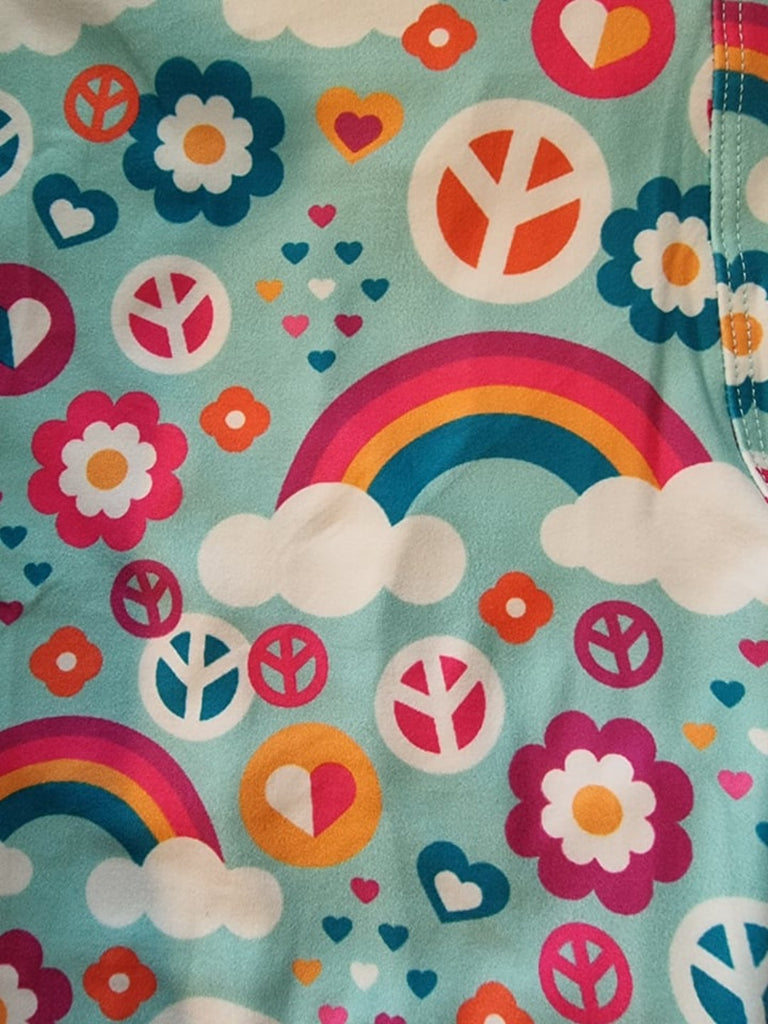 Love Nelli Kids Buttery Soft Leggings With Rainbow & Peace Signs 