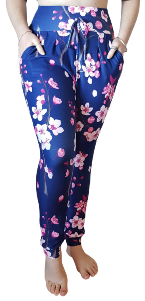 Love Nelli Buttery Soft Joggers With Pockets Navy & Cherry Blossom
