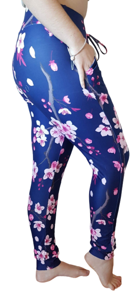 Love Nelli Buttery Soft Joggers With Pockets Navy & Cherry Blossom