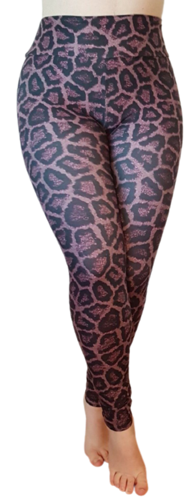 Love Nelli Buttery Soft Leggings Black With Magenta Leopard Print
