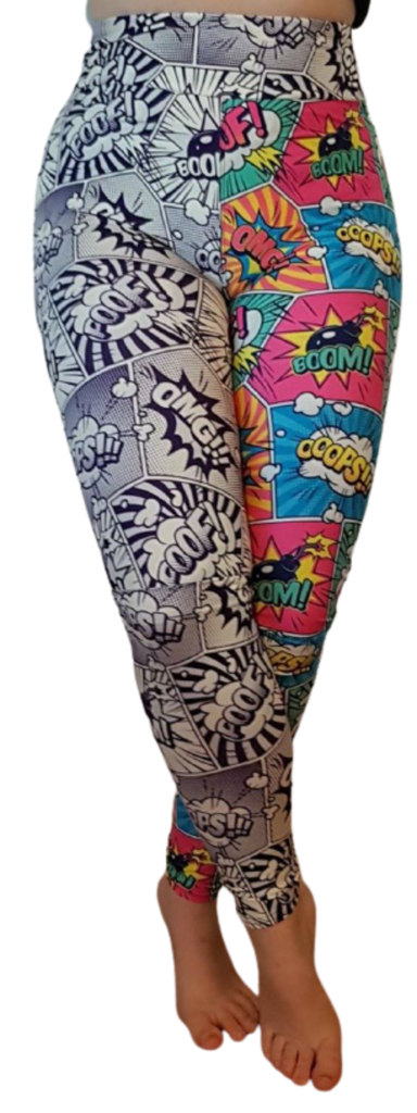 Love Nelli Buttery Soft Leggings With Comic Book Pattern