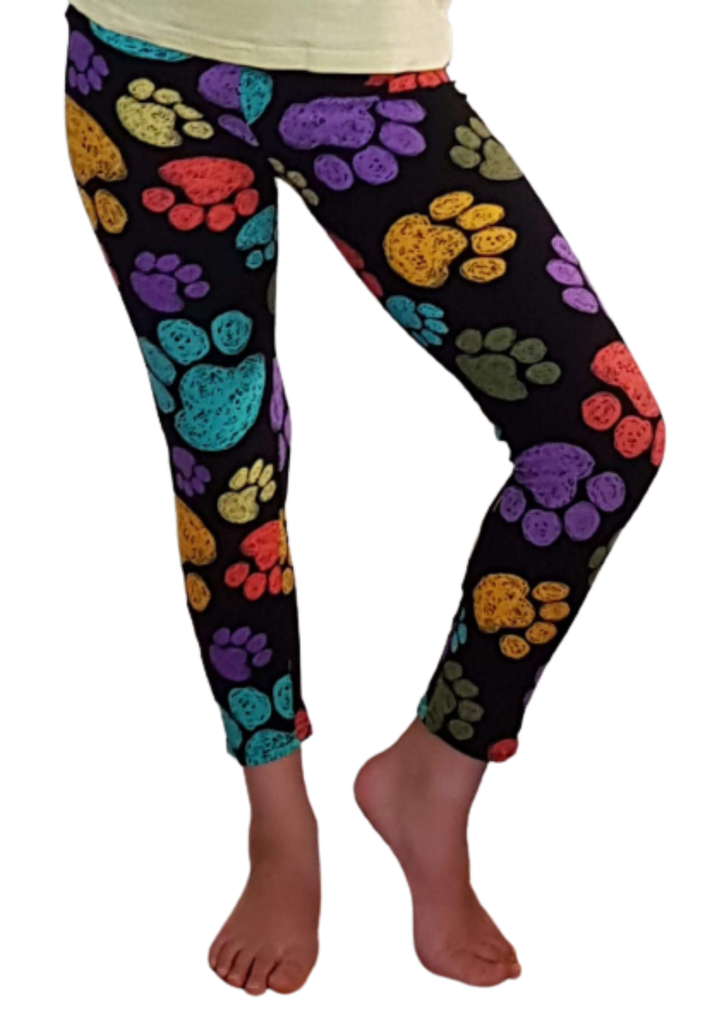 Love Nelli Kids Buttery Soft Leggings With Colourful Paws