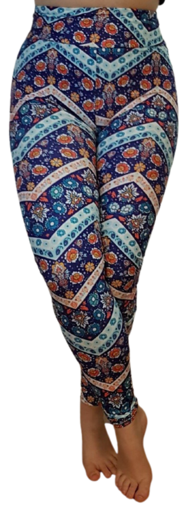 Love Nelli Buttery Soft Leggings With Floral Strip Pattern