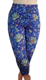 Love Nelli Buttery Soft Leggings Royal Blue with Paisley Lotus