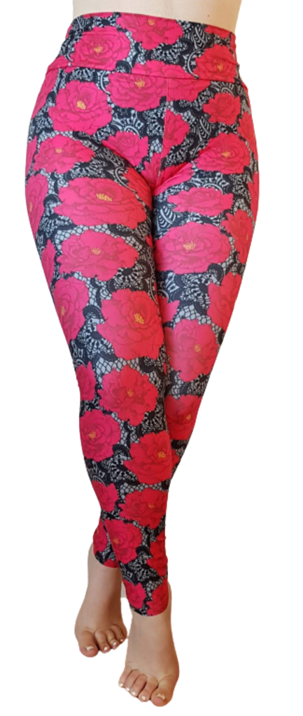 Love Nelli Buttery Soft Leggings With Large RougePink Roses