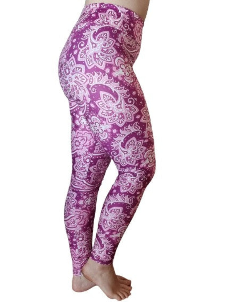 Love Nelli Buttery Soft Leggings With Purple & Paisley Pattern