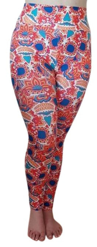 Love Nelli Buttery Soft Leggings With Red Floral Paisley