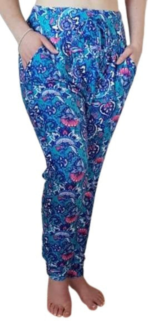 Love Nelli Buttery Soft Joggers With Pockets Blue Paisley Floral
