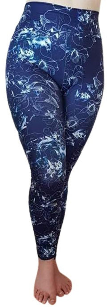 Love Nelli Buttery Soft Leggings Navy With White Lily