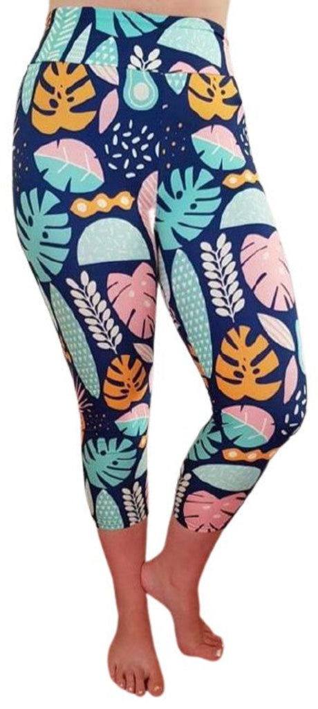 Love Nelli Buttery Soft Leggings With Pastel Large Leaves