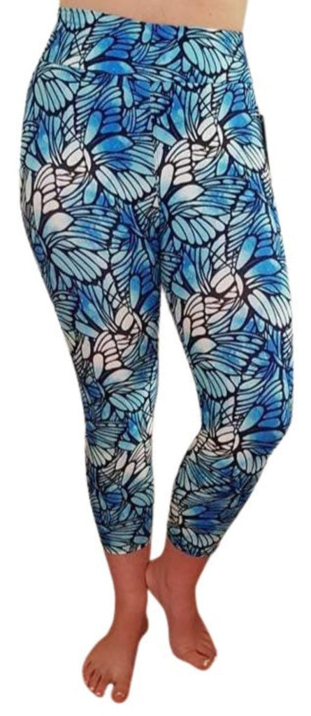 Love Nelli Buttery Soft Capri Leggings With Blue Butterflies