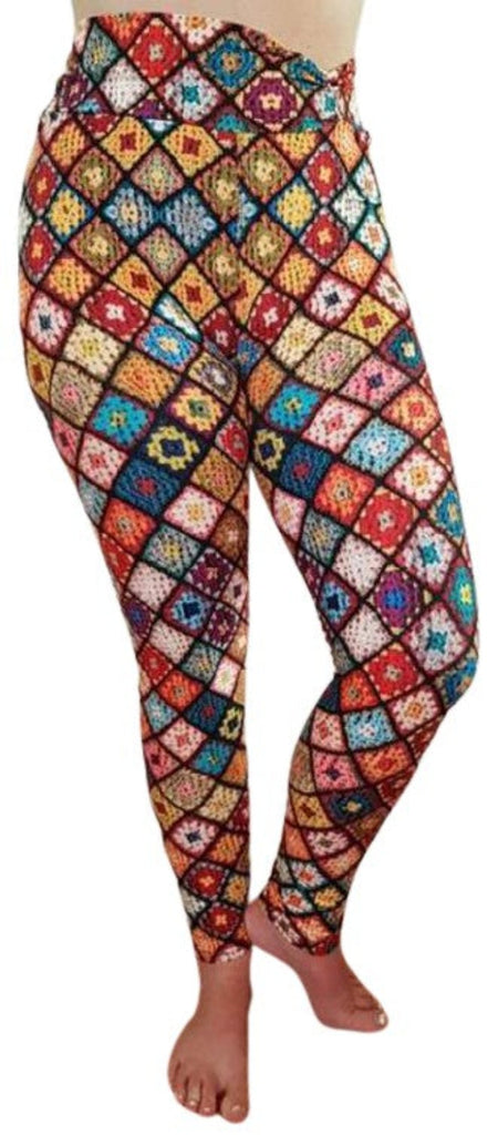 Love Nelli Buttery Soft Leggings With Crochet Look  Granny Square