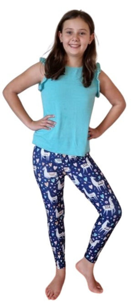 Love Nelli Kids Buttery Soft Leggings With Llama & Hearts
