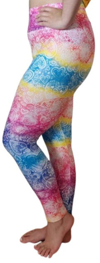 Love Nelli Buttery Soft Leggings Rainbow with White Paisley Pattern