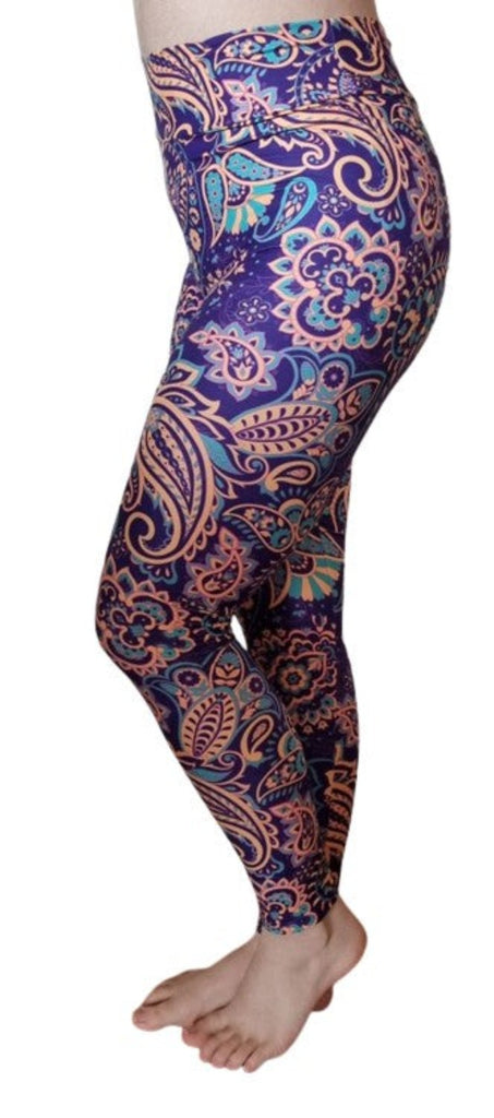 Love Nelli Buttery Soft Leggings With Purple Paisley