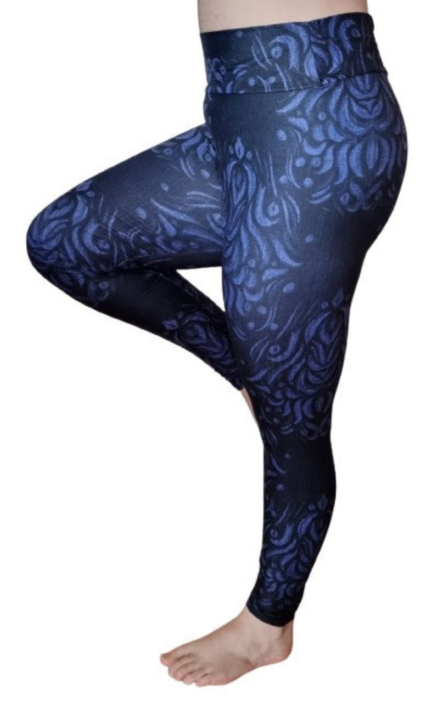 Love Nelli Buttery Soft Leggings With Midnight & Floral Pattern