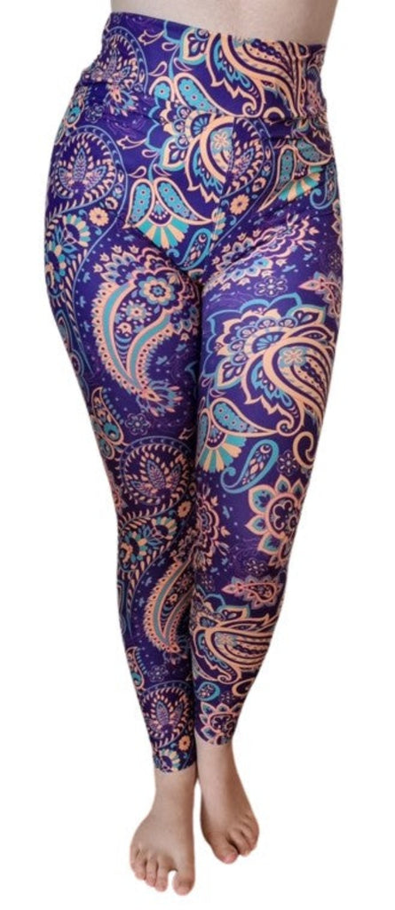 Love Nelli Buttery Soft Leggings With Purple Paisley