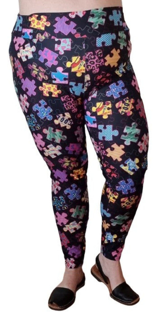 Love Nelli Buttery Soft Leggings With Jigsaw Patterned Pieces
