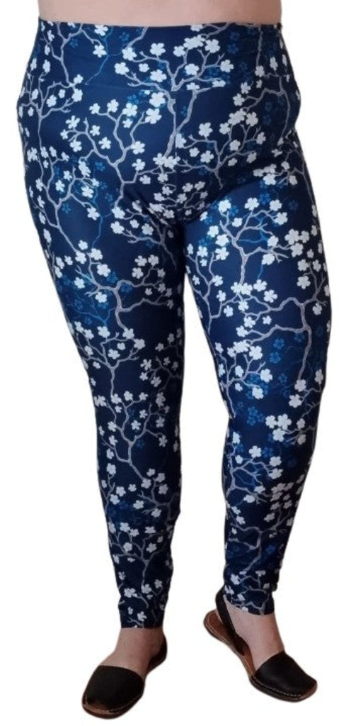 Love Nelli Buttery Soft Leggings Navy With Blossoms