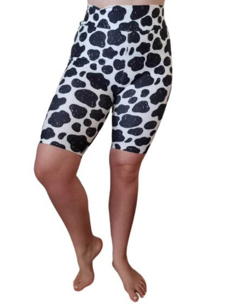 Love Nelli Buttery Soft Bike Shorts With Cow Print