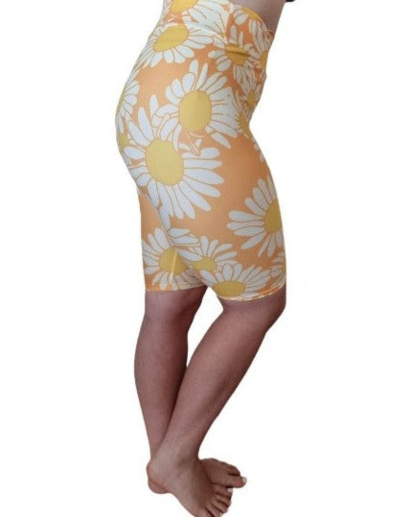 Love Nelli Buttery Soft Bike Shorts With Big White Flower